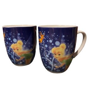 Disney Tinkerbell Set of 2 Blue Coffee Mugs Enesco